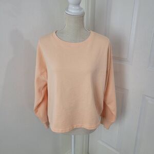 J Crew Sweatshirt Womens S Peach University Terry Cropped Short Crewneck BF363